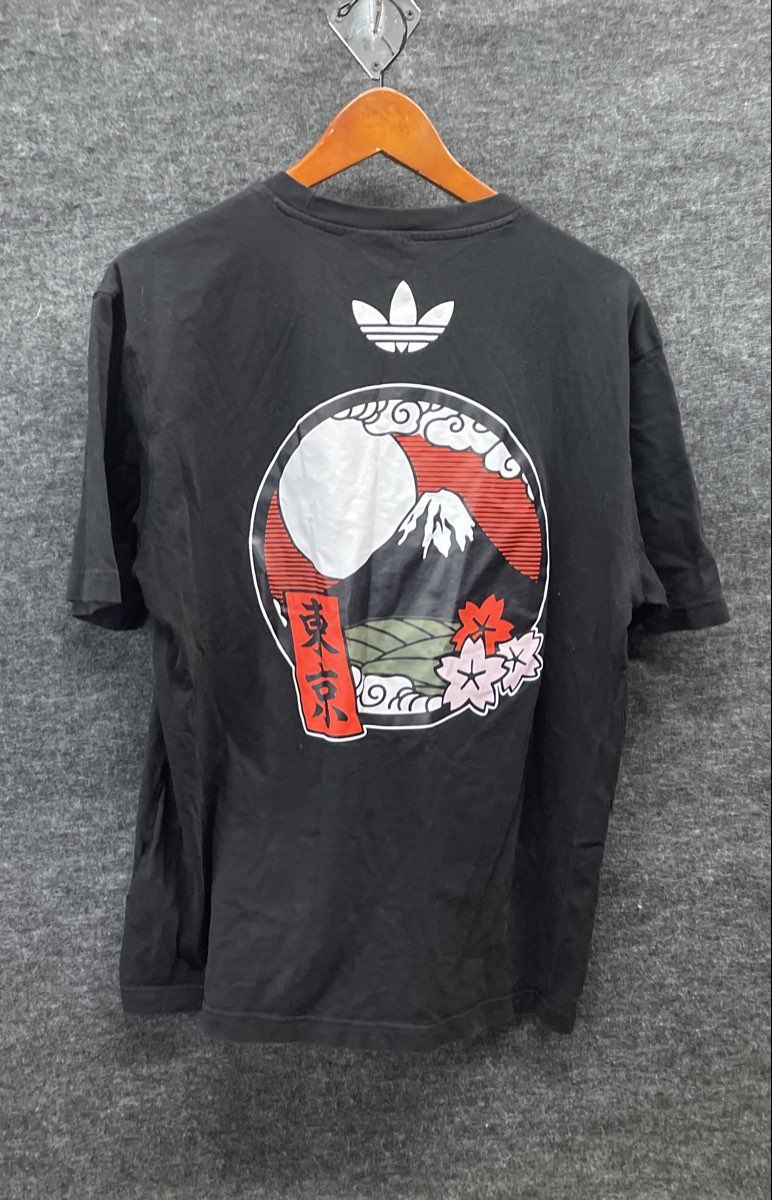 Adidas Men's Black Mount Fuji Tokyo Graphic T-shirt Cherry Blossom Sz XL