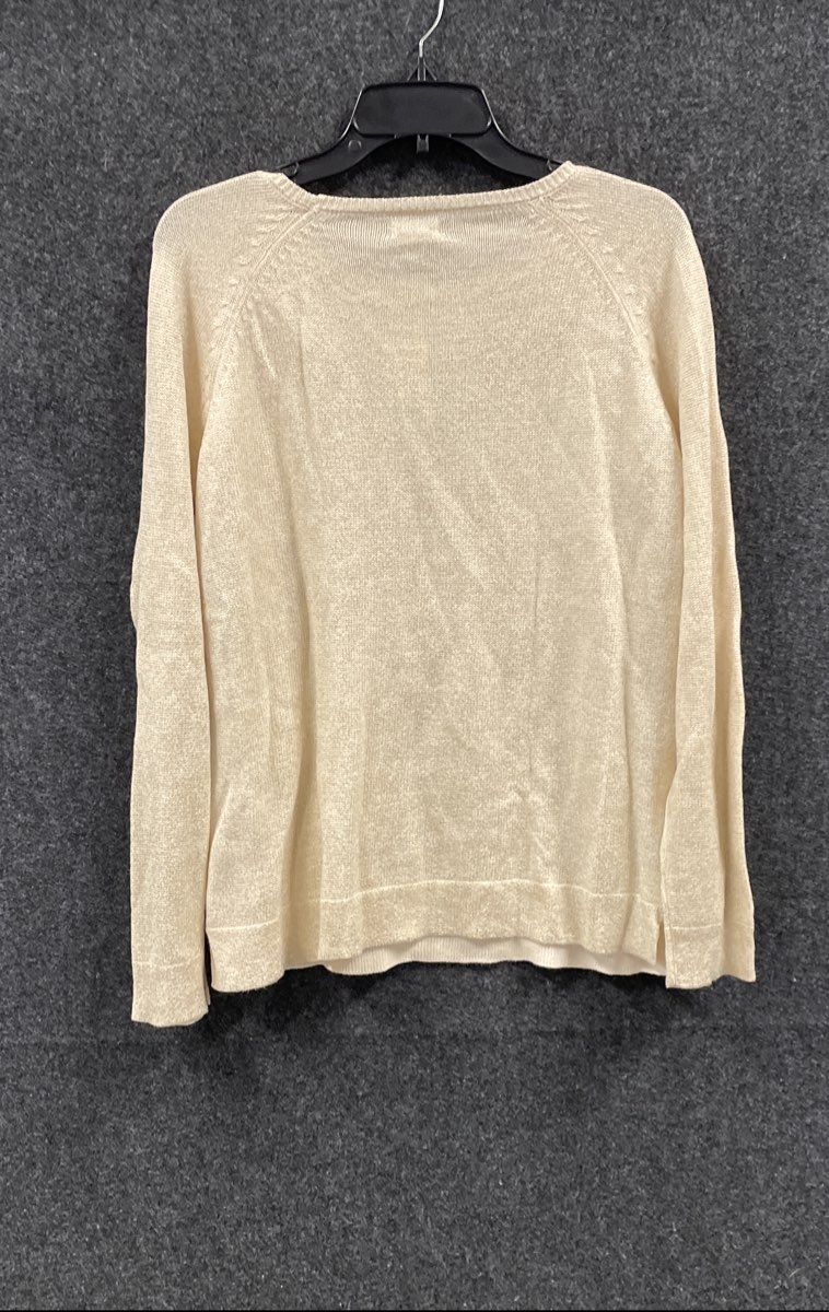 Hannah Women's White Smoke Metallic Shimmer Ramie Cotton Sweater Sz S NWT