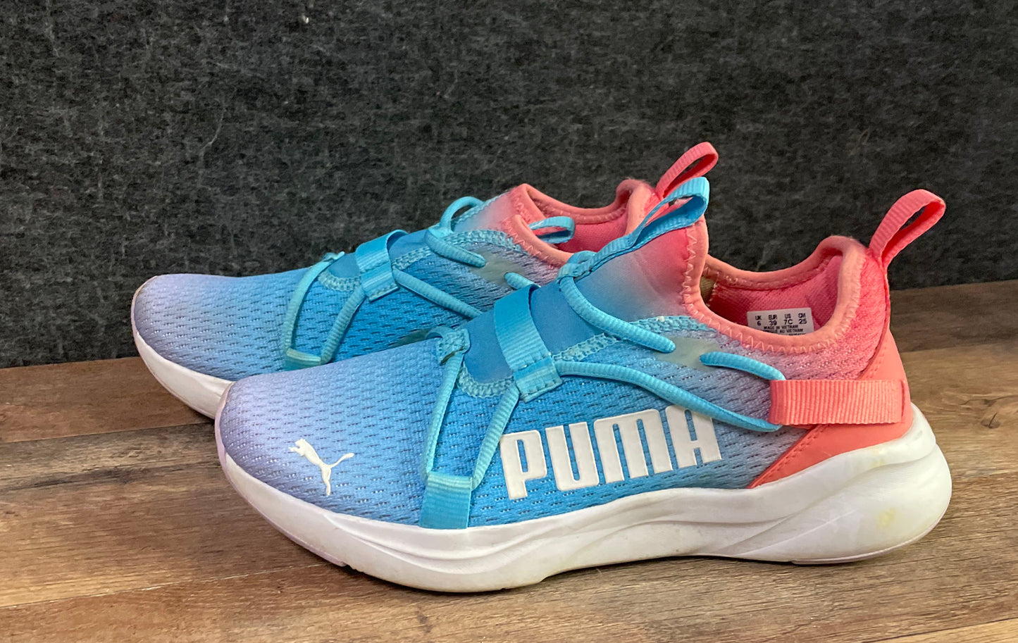 Puma Softride Sophia Blue Pink Ombre Running Shoes Women's Size 8.5