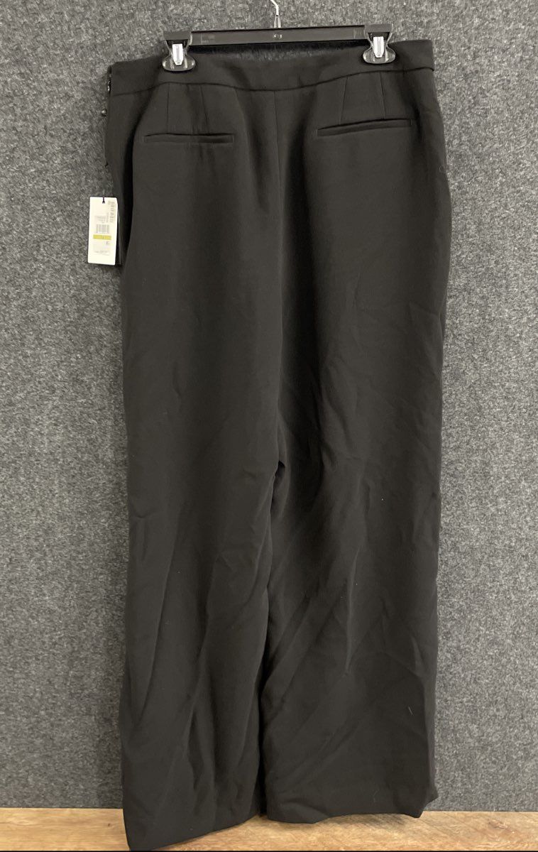 DKNY Women's Black Foundations Wide Leg Sailor Button Detail Trousers Sz 14 NWT