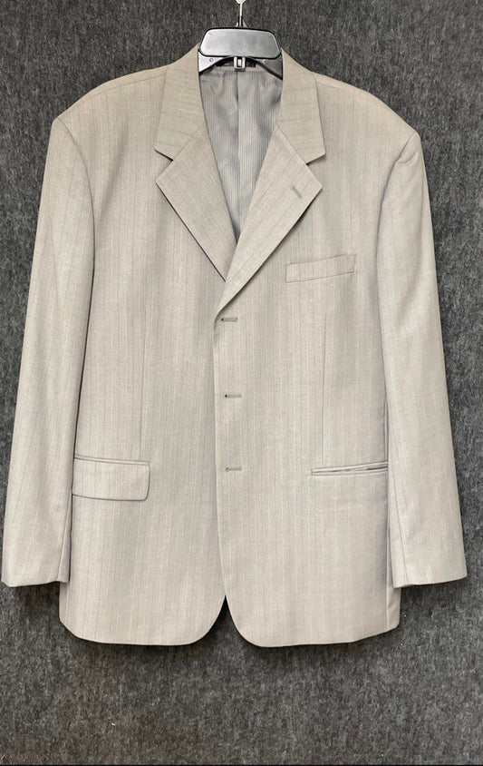 Vittorio St. Angelo Men's Light Gray Pinstripe 3-Button Blazer Sport Coat Sz 44L