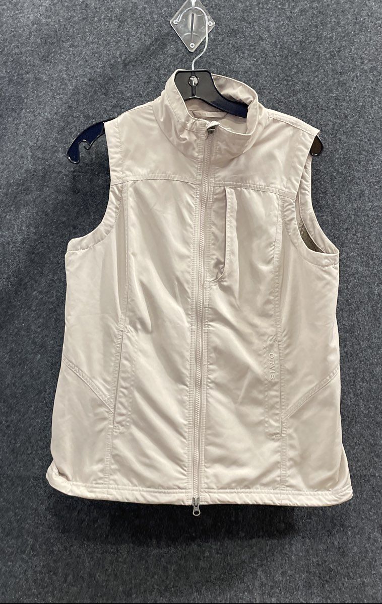 Orvis Men's Fishing Vest Beige Full Zip Lightweight Mesh Lined Utility Sz S