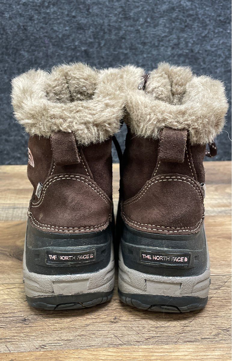 The North Face Alpenglow Brown Waterproof Faux Fur Winter Boots Girl's Size 12