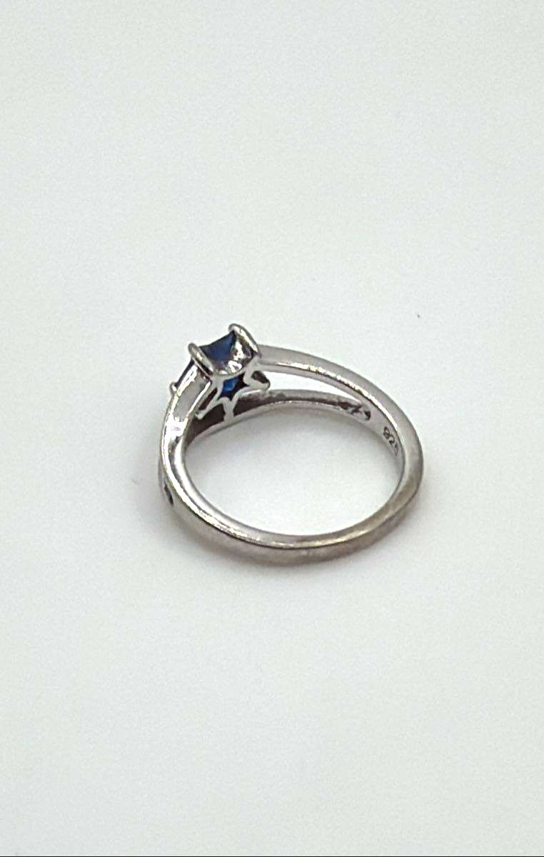 925 Sterling Silver Blue Sapphire Star Ring 2.1g