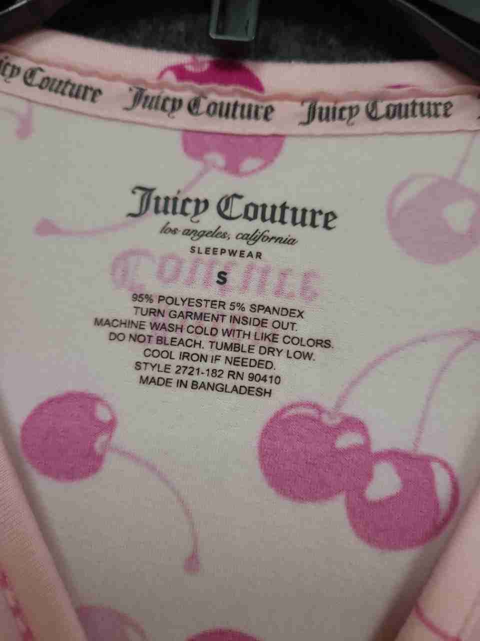 Juicy Couture Women's Pink Cherry Print Sleepwear Pajama Set Top Leggings Sz S