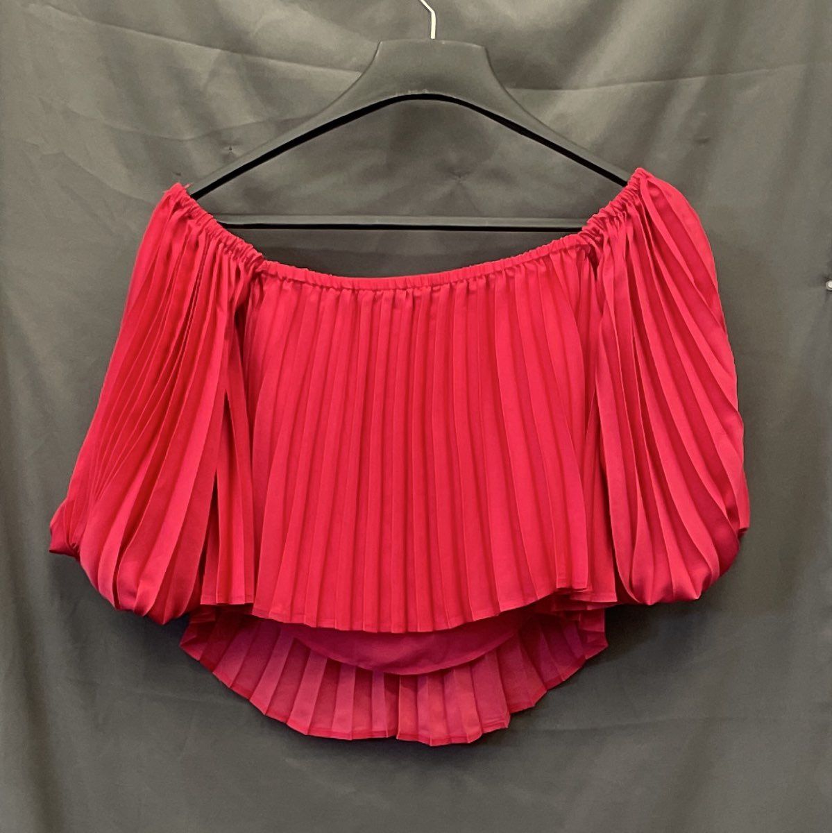 Express Women's Pink Pleated Off Shoulder Puff Sleeve Blouse Top Size S NWT