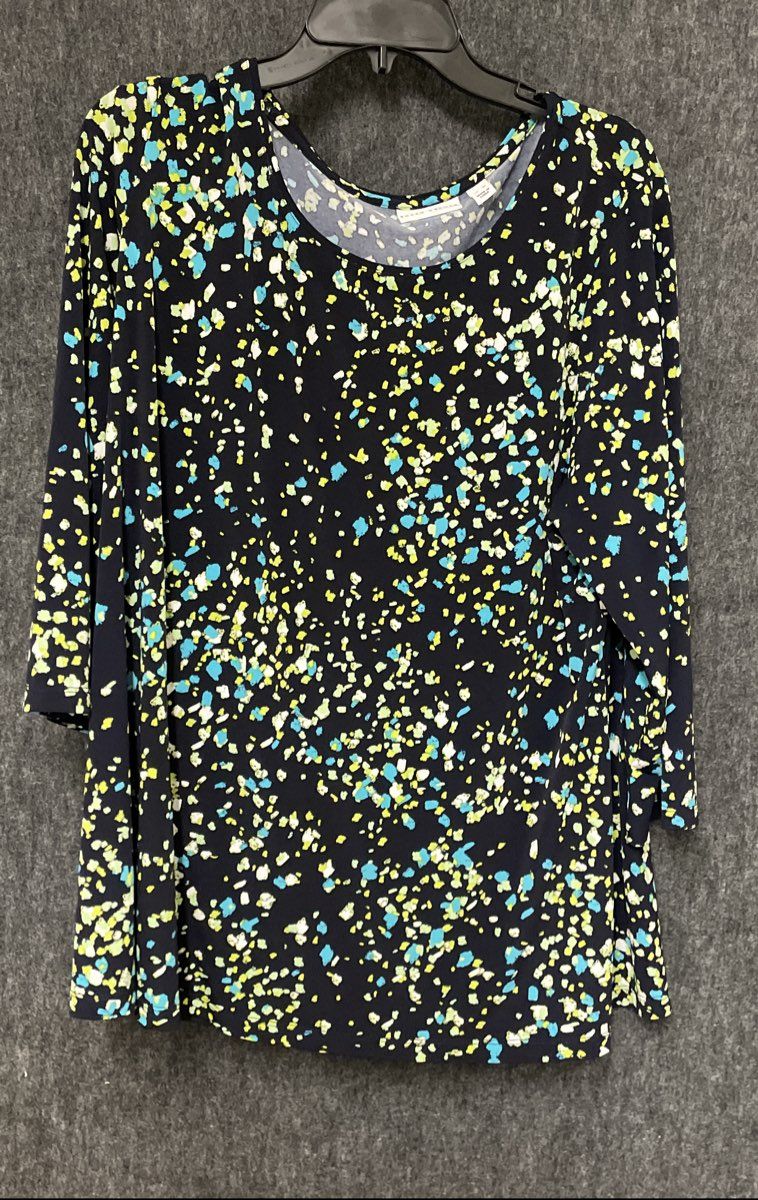 Susan Graver Women's Multi-Color Abstract Print 3/4 Sleeve Top Sz XL A390498