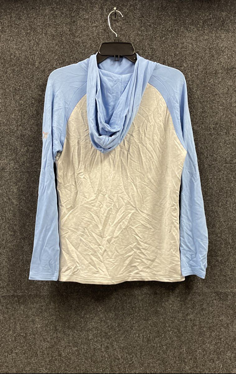 FootJoy Women's Color Block Hoodie Blue Grey Heather Funnel Neck Arsenal Sz M