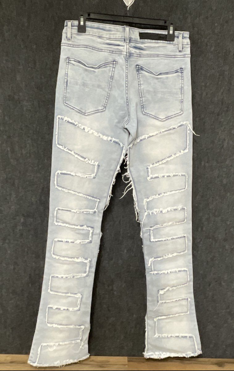 Rockstar Original Men's Tyrell Stacked Flare Jeans Light Blue Acid Wash Sz 32