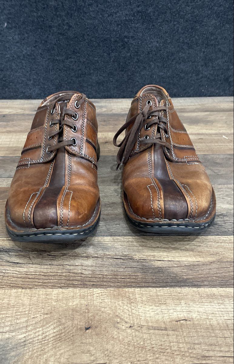 Clarks Brown Leather Multi-Tone Casual Comfort Oxford Shoes Men's Size 11W