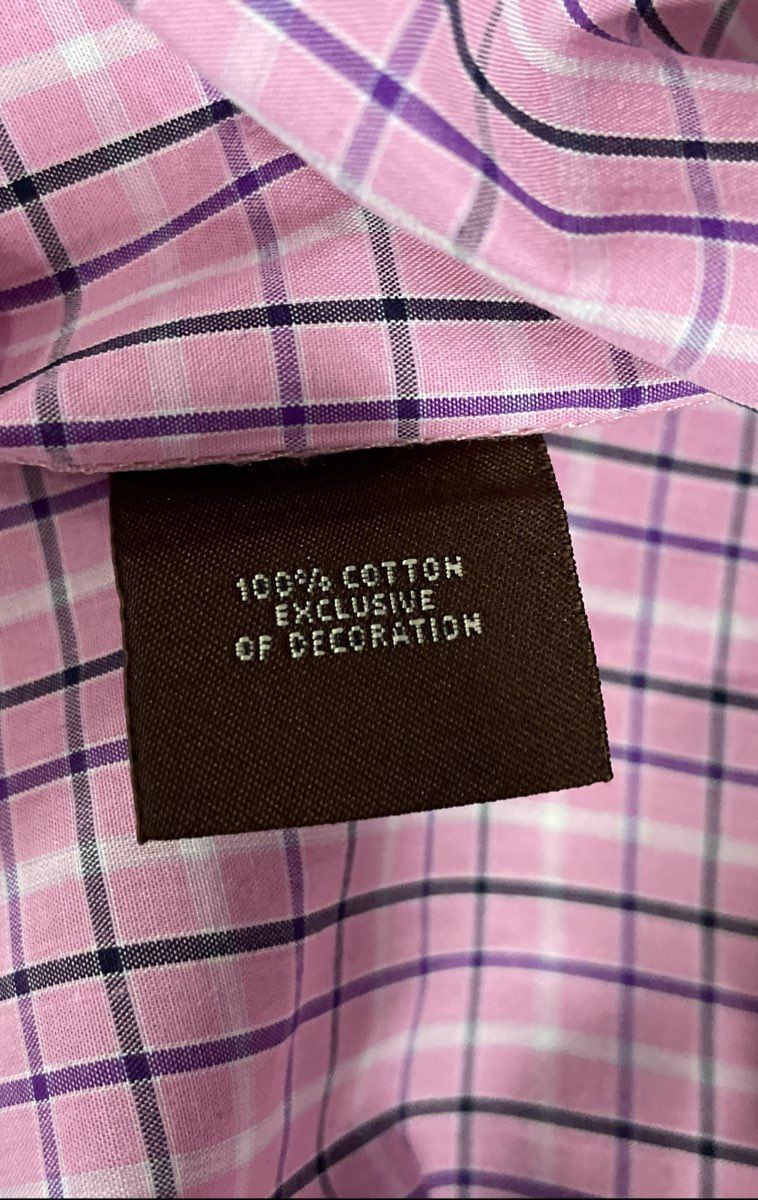 Taylor Byrd Men's Pink Plaid Check Long Sleeve Button Up Shirt Sz L