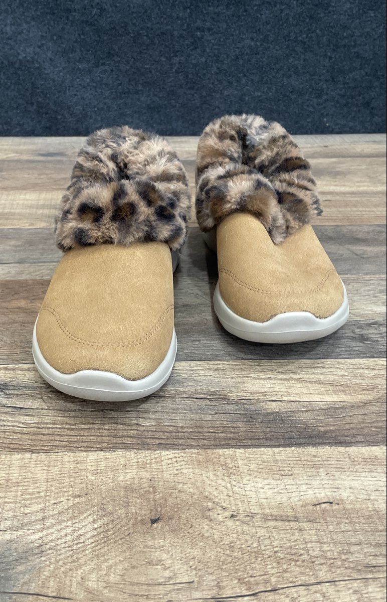 Skechers Go Lounge Arch Fit Unwind Chestnut Leopard Slip-On Slippers Size 5.5