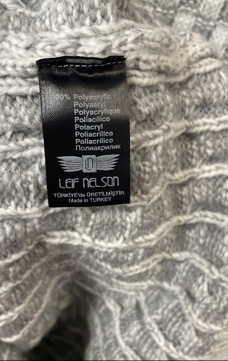 Leif Nelson Men's Gray Shawl Neck Buckle Strap Basketweave Knit Sweater Sz XL