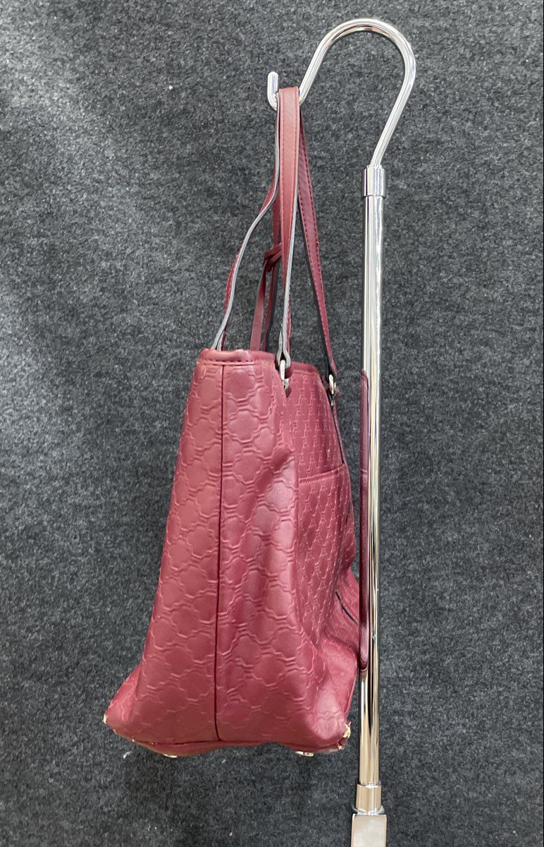 Dana Buchman Red Leather Embossed Lattice Tote Bag Silver Hardware