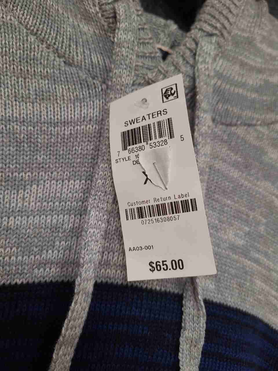 Sun + Stone Men's Sweater Hoodie Gray Blue Colorblock Marled Cotton Sz XL NWT