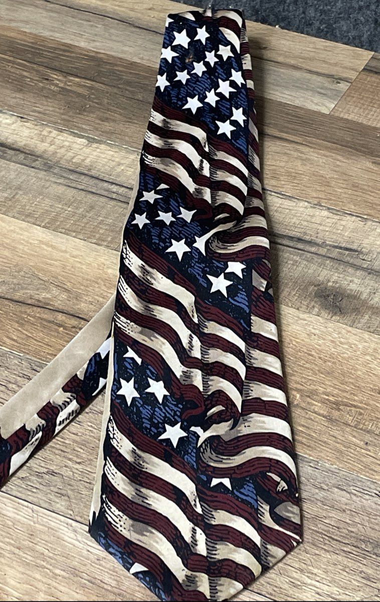 Vintage 90s Men's Patriotic Necktie Set 4 American Flag Eagle US History Ties