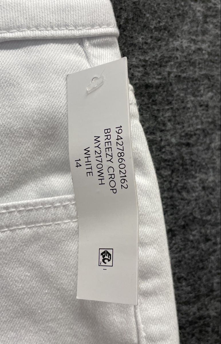 Seven7 Women's White Breezy Crop High Rise Skimmer Jeans Raw Hem Sz 14 NWT
