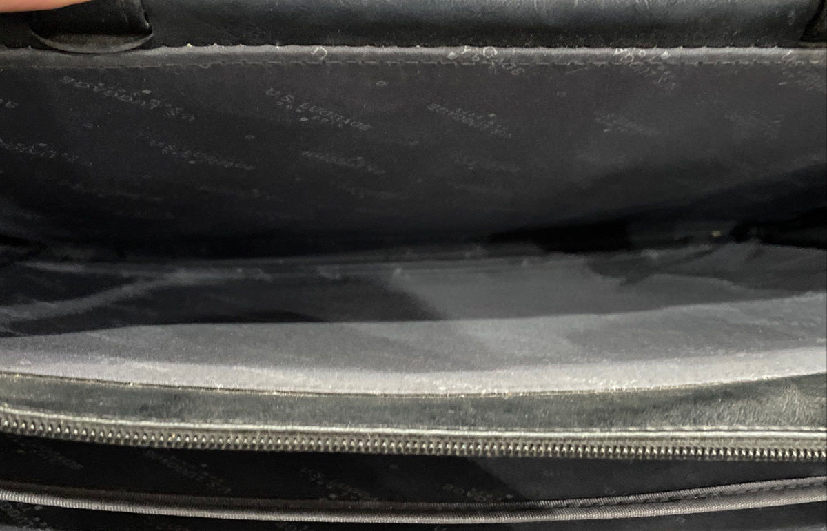 U.S. Luggage New York Black Leather Vintage Briefcase Messenger Bag Laptop