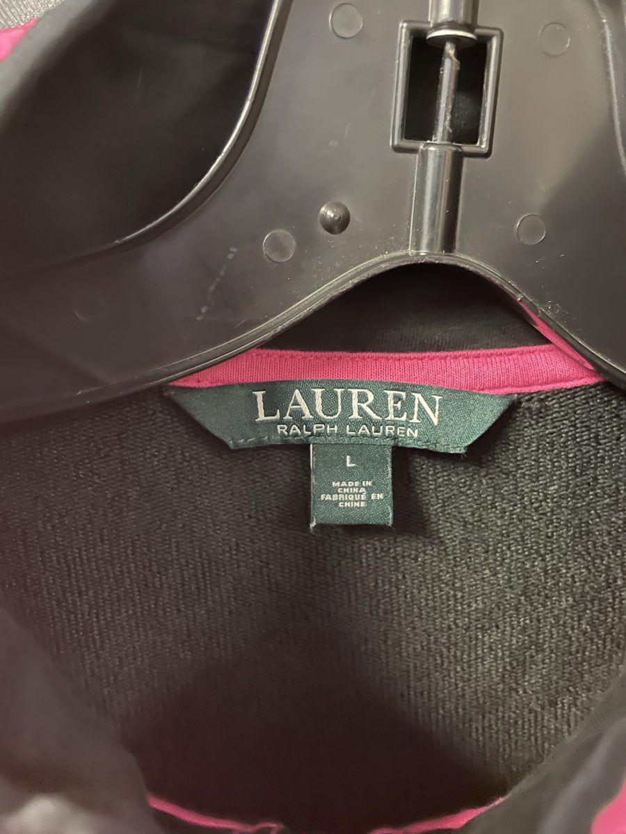 Lauren Ralph Lauren Active Women's Pink Black Quilted Mixed Media Puffer Vest L