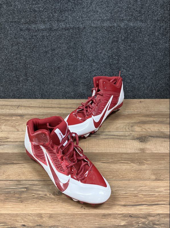 Nike Alpha Pro Mid Flywire Team Red White Football Cleats Size 10.5