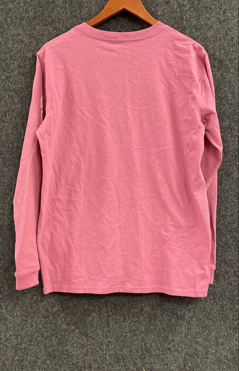Carhartt Women's Pink Loose Fit Long Sleeve Logo Graphic T-Shirt Sz M 8-10