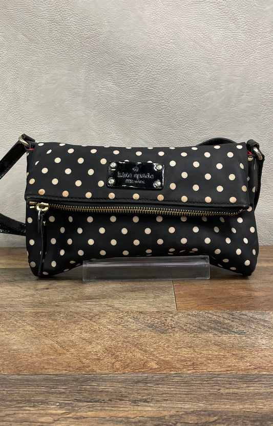 Kate Spade Black Polka Dot Aleah Spot Nylon Foldover Crossbody Bag Purse