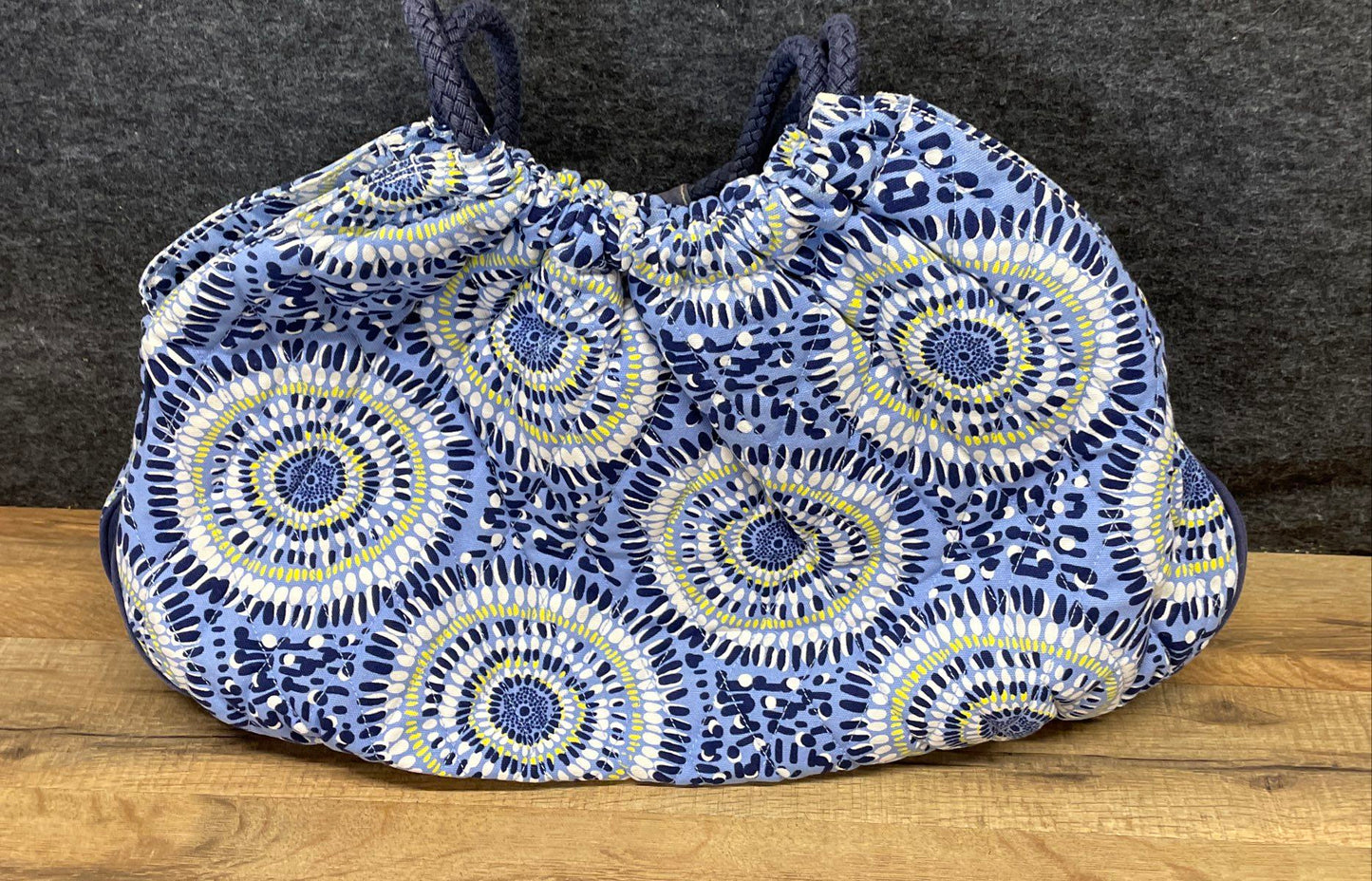 Vera Bradley Blue White Quilted Sunburst Tote Bag Braided Rope Handles