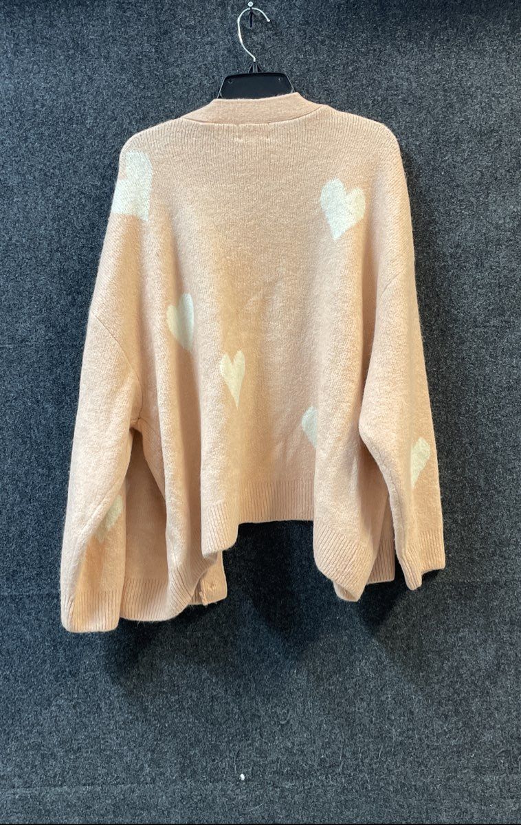 Cosmic Blue Love Women's The Loved Up Cardigan Pink Ivory Hearts NWT Sz 3X