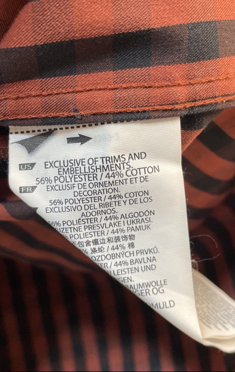 5.11 Tactical Men's Orange Black Gingham Check Long Sleeve Shirt Sz M