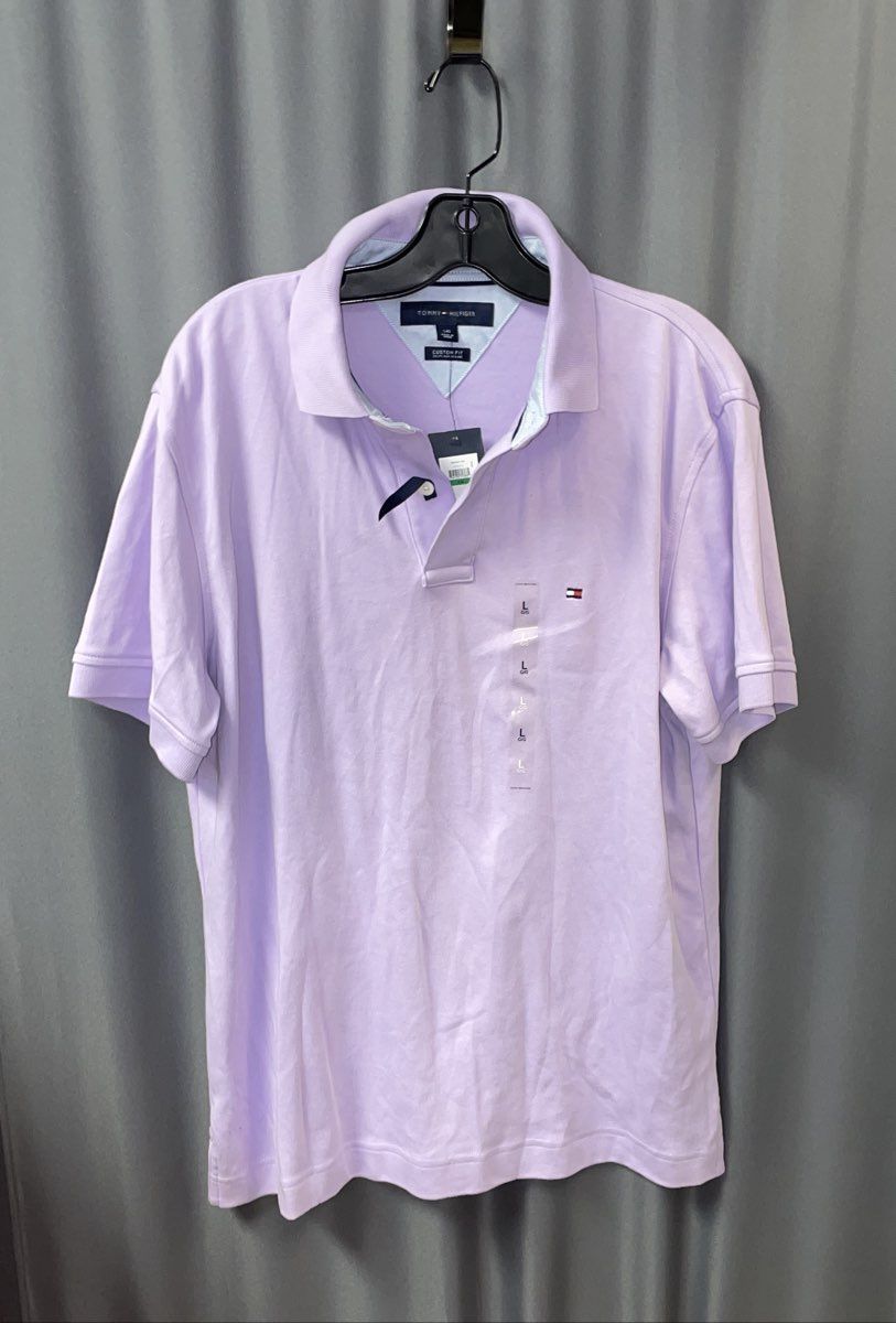 Tommy Hilfiger Men's Purple Custom Fit Short Sleeve Polo Shirt NWT Sz L