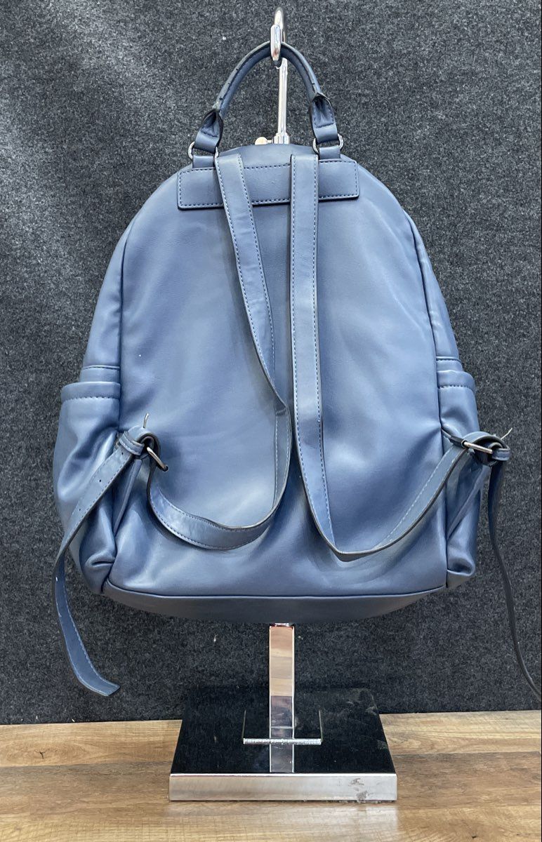 Simply Vera Vera Wang Blue Leather Backpack Large Rucksack Gunmetal Hardware