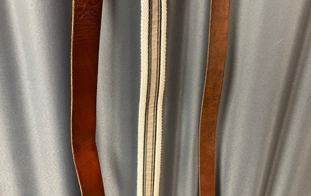 American Eagle Men's Belts Lot of 3 Leather Canvas Brown Tan Striped Sz S/M