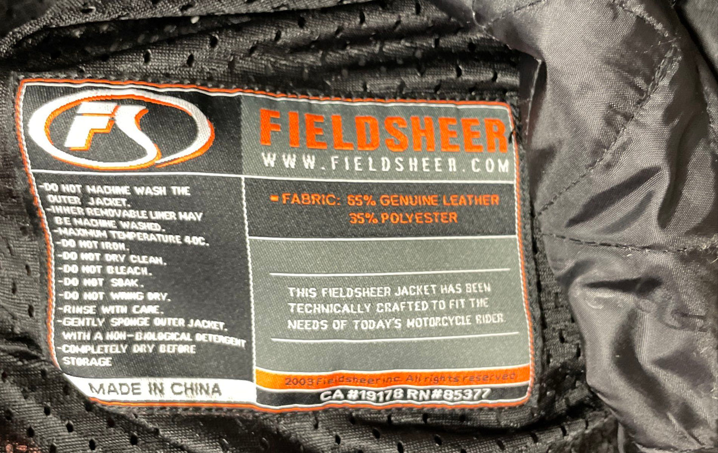 Fieldsheer Men's Gray Armored Moto Jacket Removable Liner Sz 44