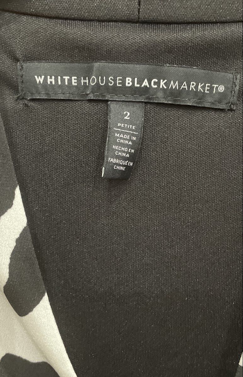 White House Black Market Women's Black White Abstract Twist Sheath Dress Sz 2P