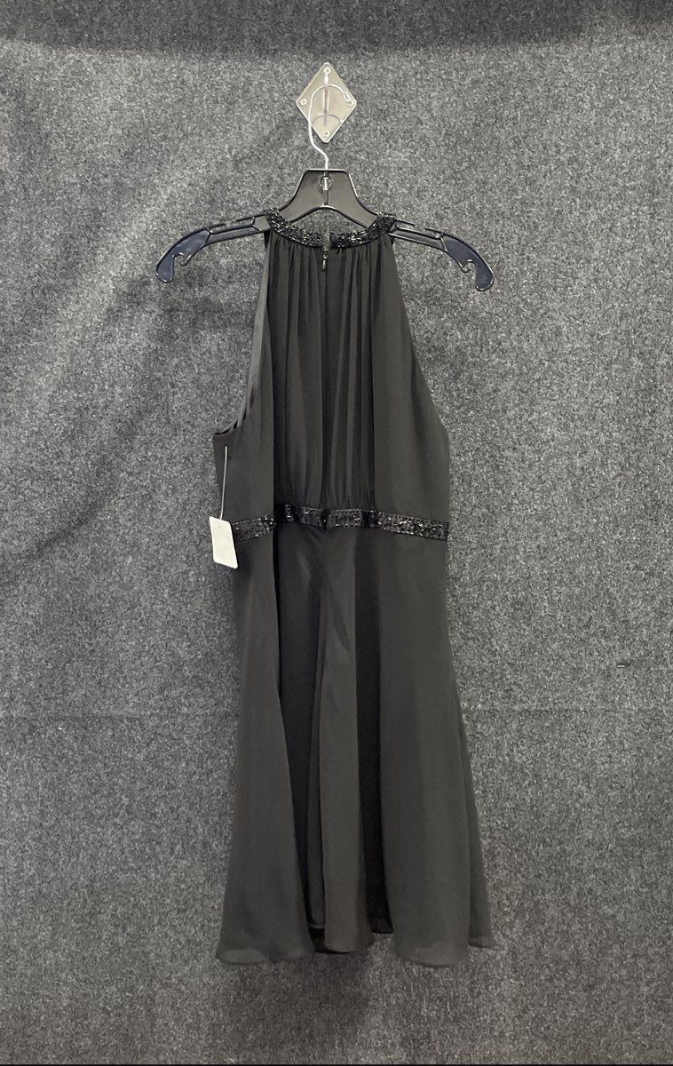 Jones Wear Women's Black Beaded Halter Neck Pleated Chiffon Dress NWT Size 10