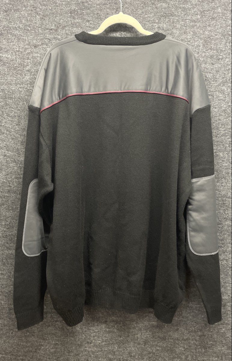 Vintage Y2K Platinum FUBU Men's Black Knit Sweater Grey Overlays Sz 4X
