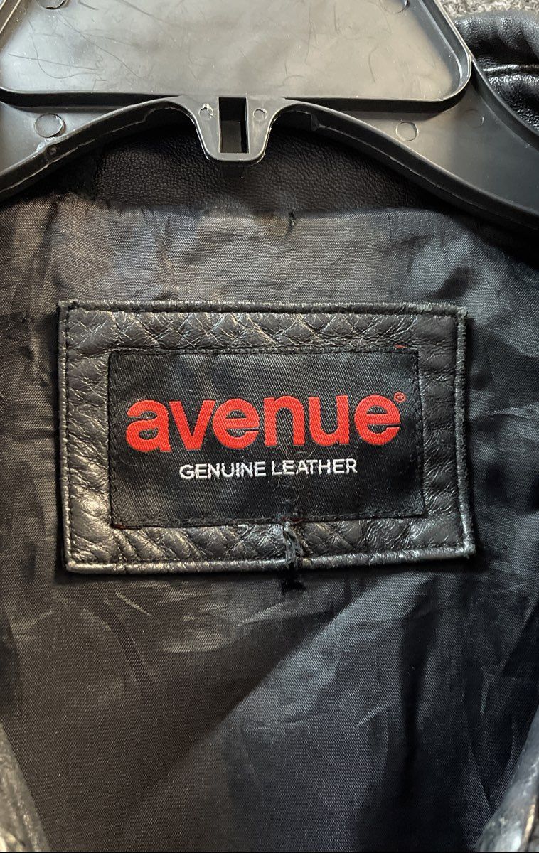 Avenue Women's Black Genuine Leather Whipstitch Full Zip Jacket Size 18/20