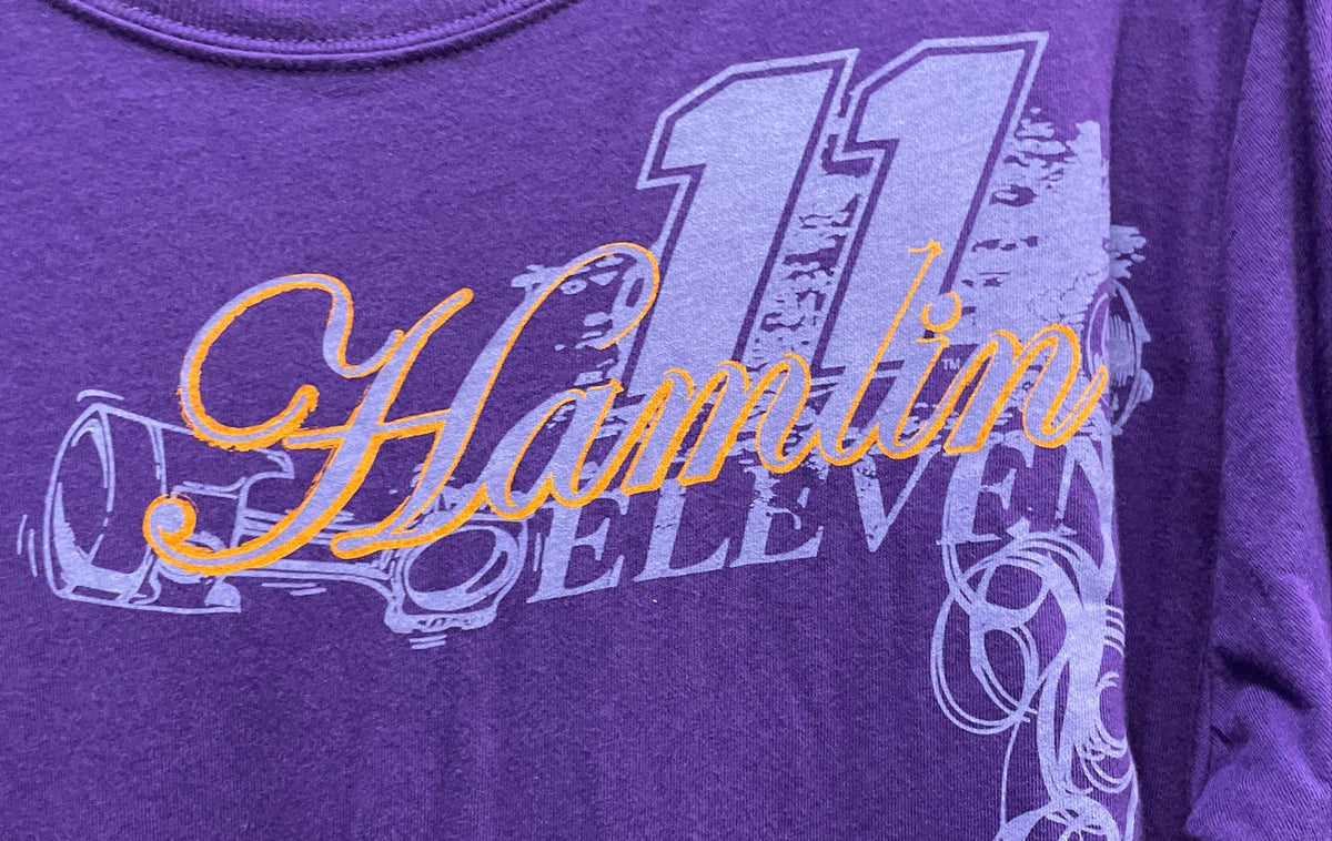 Chase Authentics Women's NASCAR Layered Shirt Purple Denny Hamlin #11 Sz XL