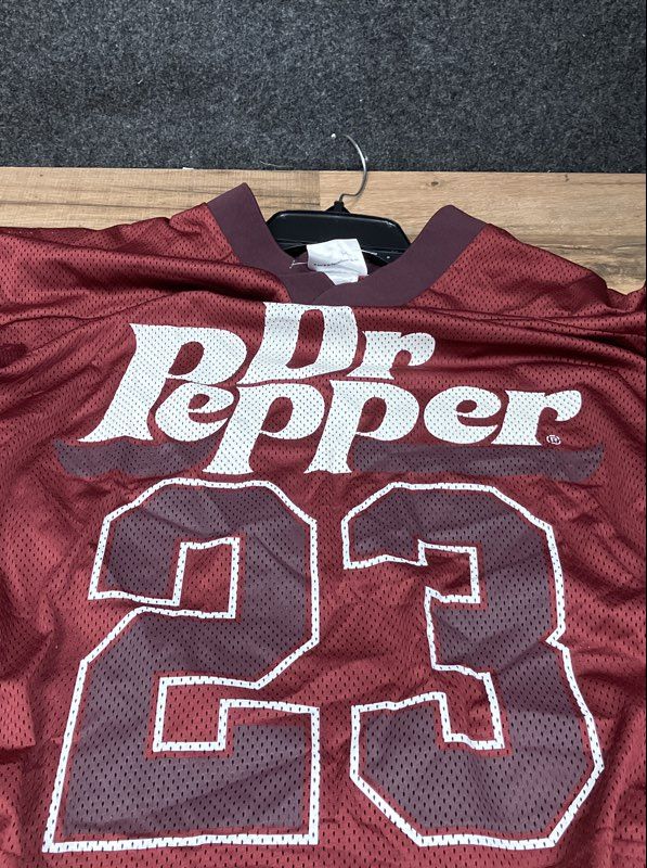 Dr Pepper Women's Maroon Mesh Football Jersey Top Graphic 23 NWT Sz 2X