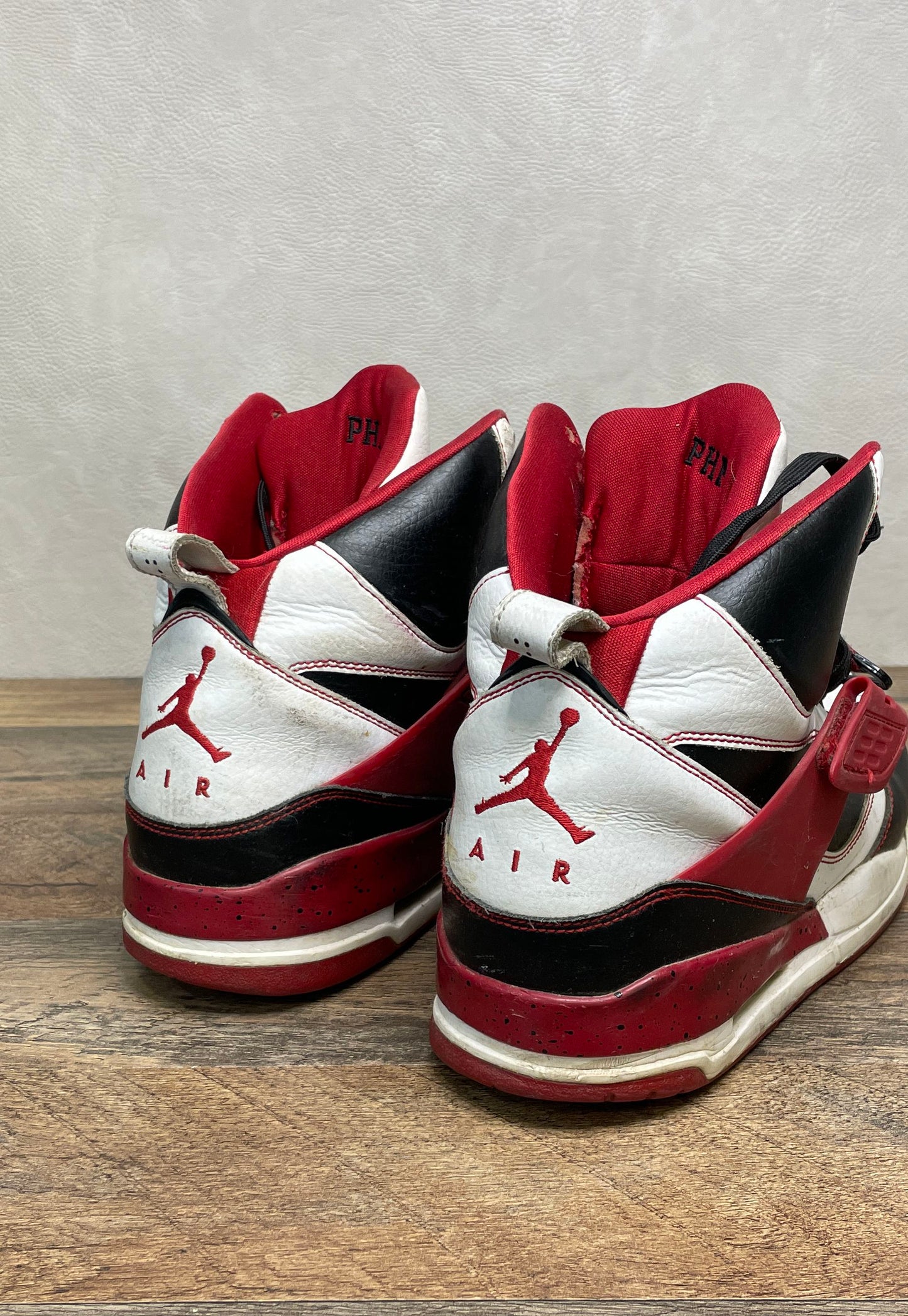 Nike Air Jordan Flight 45 High White Black Gym Red Sneakers Men's Size 10.5
