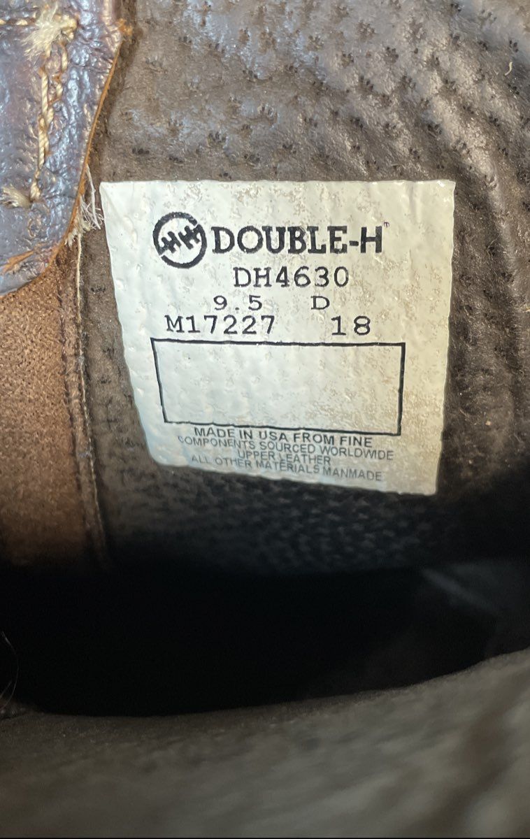 Double H DH4630 Brown Green Leather Square Toe Western Cowboy Boots Size 9.5 D