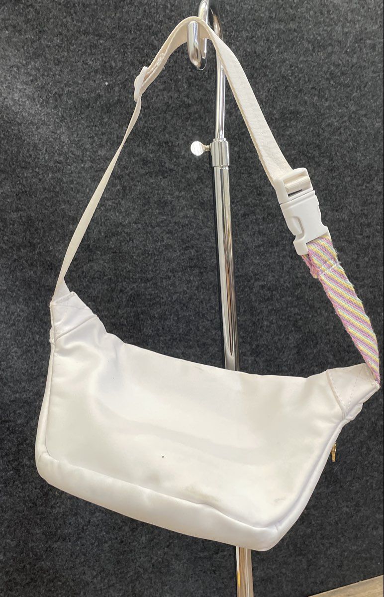 Stoney Clover Lane White Fanny Pack Belt Bag Pastel Rainbow Strap
