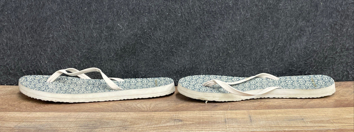 Tory Burch Gemini Link Thin Flip Flops Blue White Sandals Women's Size 8