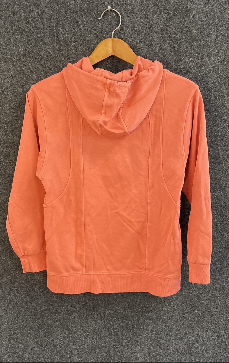 Athleta Orange Sundown Washed Cotton V-Neck Hoodie Women's XS