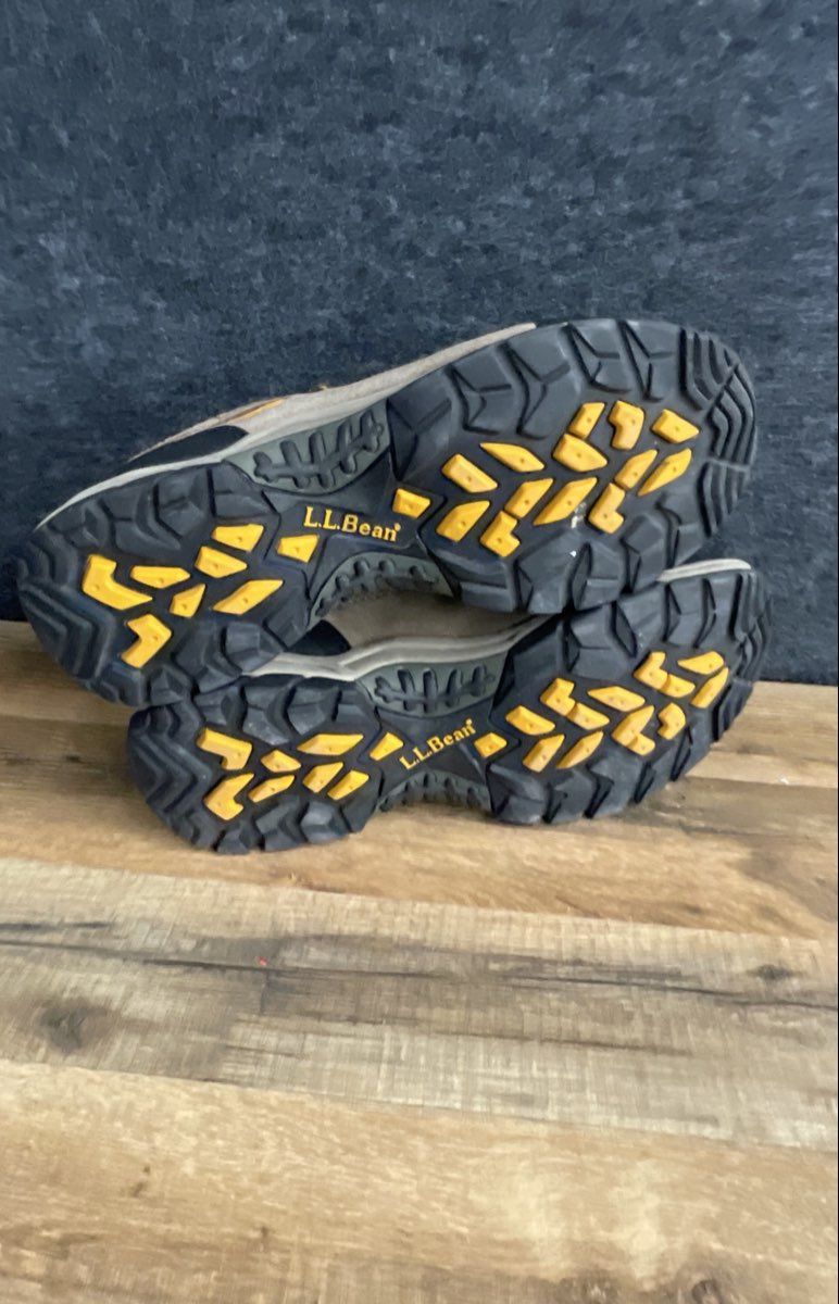 L.L. Bean Trail Model Brown Grey Yellow Low Top Hiking Shoes Men's Size 11 Wide
