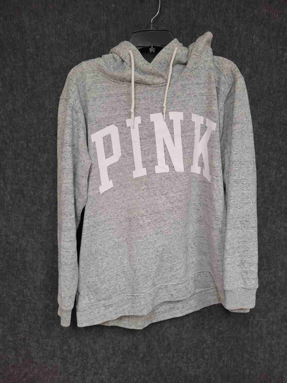 Victoria's Secret PINK Women's Gray Logo Pullover Hoodie Sweatshirt Sz L