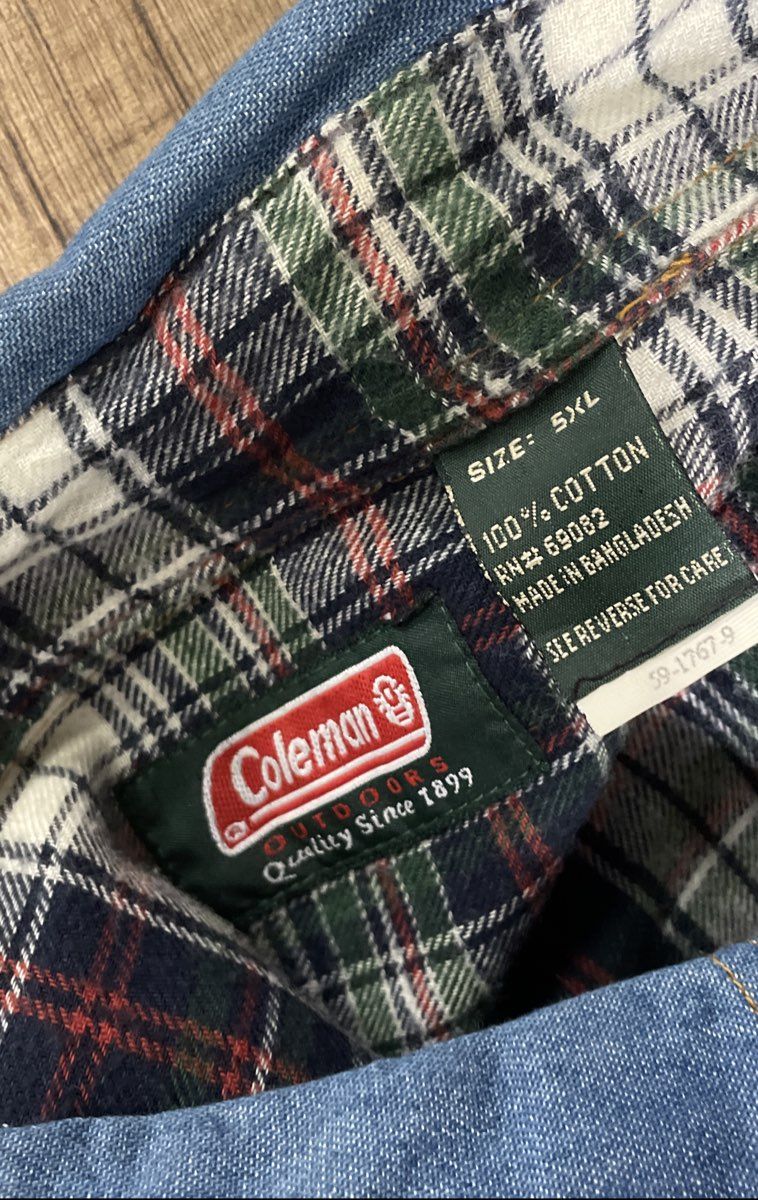 Coleman Men's Blue Denim Flannel Lined Jean Jacket Plaid NWT Size 5XL