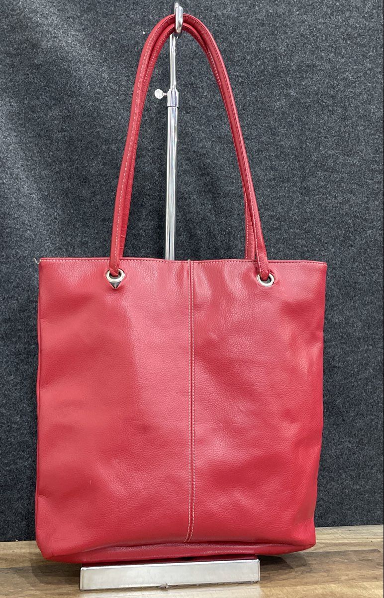 Marines Red Pebbled Leather Large Tote Bag Shoulder Purse