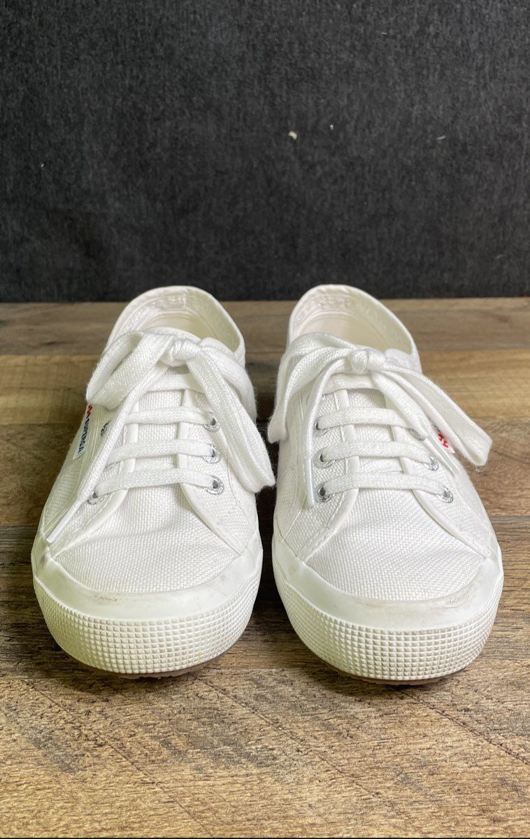 Superga 2750 Cotu Classic White Canvas Sneakers Women's Size 38