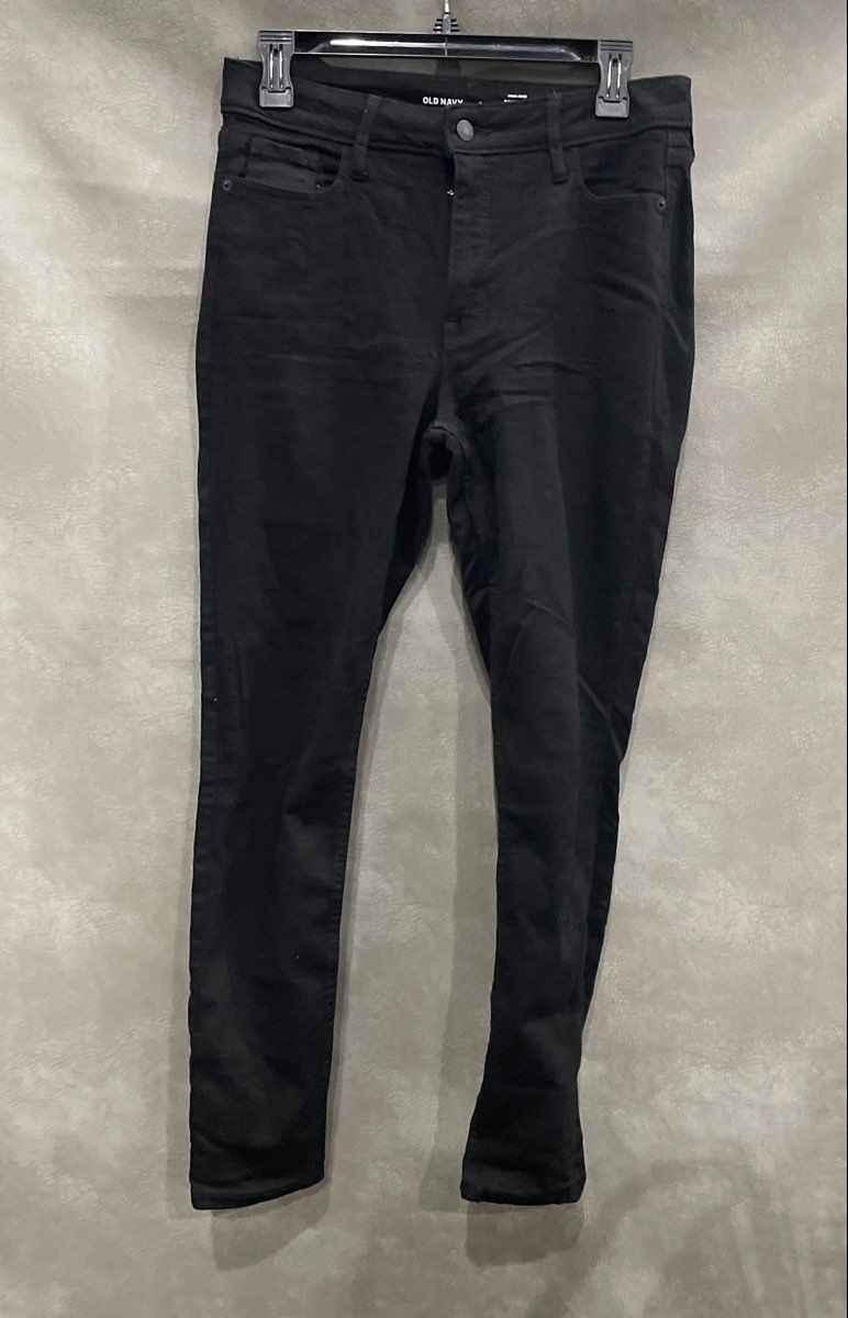 Old Navy Women's Black High-Rise Rockstar Super Skinny Jeans Sz 8